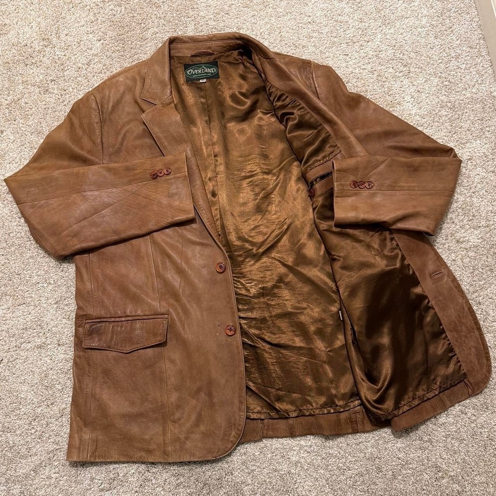 80s Vintage Overland Genuine Leather Blazer | Brown | Size 44